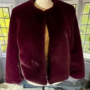 Levivel Burgundy Faux Fur Coat Size M/L
